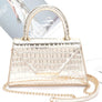 Croc Embossed Metallic Top Handle Bag