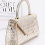 Croc Embossed Metallic Top Handle Bag