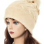 Cuffed Genuine Fur Pom Slouchy Beanie