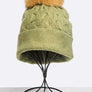 Cuffed Genuine Fur Pom Slouchy Beanie