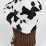 Cow Print Faux Fur Bucket Hat