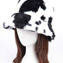 Cow Print Faux Fur Bucket Hat