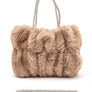 Rhinestone Top Handle Faux Fur Winter Tote Bag