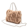 Rhinestone Top Handle Faux Fur Winter Tote Bag