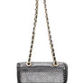 Rhinestone Mesh Turn Lock Iconic Shoulder Bag