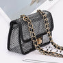 Rhinestone Mesh Turn Lock Iconic Shoulder Bag