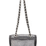 Rhinestone Mesh Turn Lock Iconic Shoulder Bag