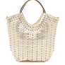 Crystal Studs Embellished Top Handle Tote Bag