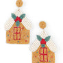 Beaded Xmas Ginger Bread House Iconic Earrings