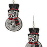 Crystal Pillow Snowman Holiday Earrings