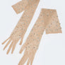 Rhinestone Accent Mesh Elegant Gloves