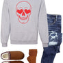 Skeleton Heart Eyes Crew Neck Graphic Sweatshirt