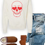 Skeleton Heart Eyes Crew Neck Graphic Sweatshirt