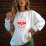Skeleton Heart Eyes Crew Neck Graphic Sweatshirt