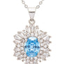 Aquamarine CZ Statement Pendant Necklace