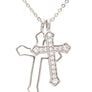 Cubic Zirconia Double Cross Pendant Necklace