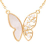 Green Malachite CZ Butterfly Pendant Necklace