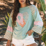 Women Heart Graphic Wide Long Sleeve Sweatshirts