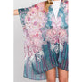 DIONA J ABSTRACT PAISLEY FLOWER PRINT KIMONO CARDIGAN ONE SIZE COLOR TEAL
