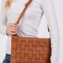 Fame Faux Leather Basket Weave Crossbody Bag