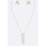 Diona J Abalone Cubic Zirconia Flower Pendant Necklace Set Rhodium