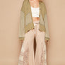 POL Distressed Hem Button Up Hooded Cardigan