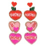 4-Tier Heart Shaped Apple' Teach,Love,Inspire' Teacher Appreciation Earring Pink
