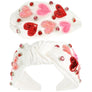 Valentines Day Heart Pattern Beaded Embroidery Sequin Embellish Knoted Headband
