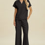 Double Take Full Size Collared Neck Short Sleeve Top and Pants Set