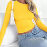 Solid Color Round Neck Long Sleeve T-Shirt
