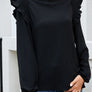 Frill Mock Neck Ruffled Balloon Sleeve Blouse