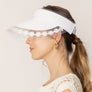 DIONA J STRAW SUN VISOR WITH LACE ONE SIZE COLOR IVORY