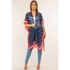 DIONA J AMERICAN FLAG COVER UP KIMONO ONE SIZE COLOR NAVY BLUE