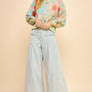 Davi & Dani Drawstring Hem Wide Leg Mid Rise Jeans