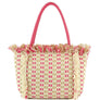 Diona J Women's Fringe Fashion Woven Color Tone Tote Bag Fuchsia