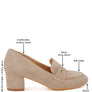 Astra Block Heel Genuine Suede Loafers