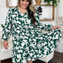 Double Take Full Size Printed Ruffle Hem Dress with Pocket