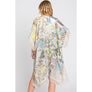 DIONA J WATERCOLOR GEOMETRIC PRINT KIMONO CARDIGAN ONE SIZE COLOR BEIGE