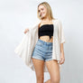 DIONA J TEXTURED JERSEY RELAXED FIT KIMONO ONE SIZE COLOR BEIGE