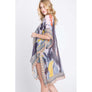 DIONA J MIX PRINT LIGHT WEIGHT KIMONO CARDIGAN ONE SIZE COLOR OLIVE
