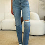 Judy Blue Full Size Mid Rise Destroyed Hem Distressed Jeans