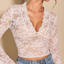 V-Neck Flare Sleeve Lace Top