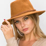 Vegan suede fedora with braided trim
