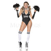 Gothic Cheerleader 5 Pc White Black Skeleton Skull Print Bodysuit Costume Sz S/M