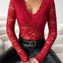 V-Neck Long Sleeve Lace Top