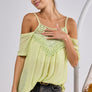 BiBi Front Crochet Lace Adjustable Strap Top