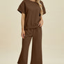 Double Take Full Size Texture Round Neck Top and Pants Set