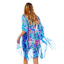 DIONA J FLORAL PRINTED SILKY KIMONO ONE SIZE COLOR BLUE