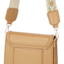 Diona J Women's Modern Smooth Crossbody Bag With Guitar Strap Taupe