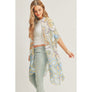 DIONA J FLORAL PRINT KIMONO CARDIAGN ONE SIZE COLOR BLUE
